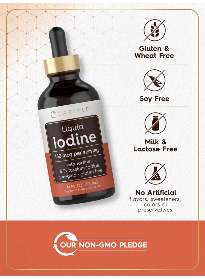 Carlyle قطرات اليود السائلة كارلايل 4 أونصة سائلة | 150 ميكروغرام | مكمل اليود ويديد البوتاسيوم | صبغة سائلة نباتية | خالية من الكائنات المعدلة وراثيًا وخالية من الغلوتين - Image 5