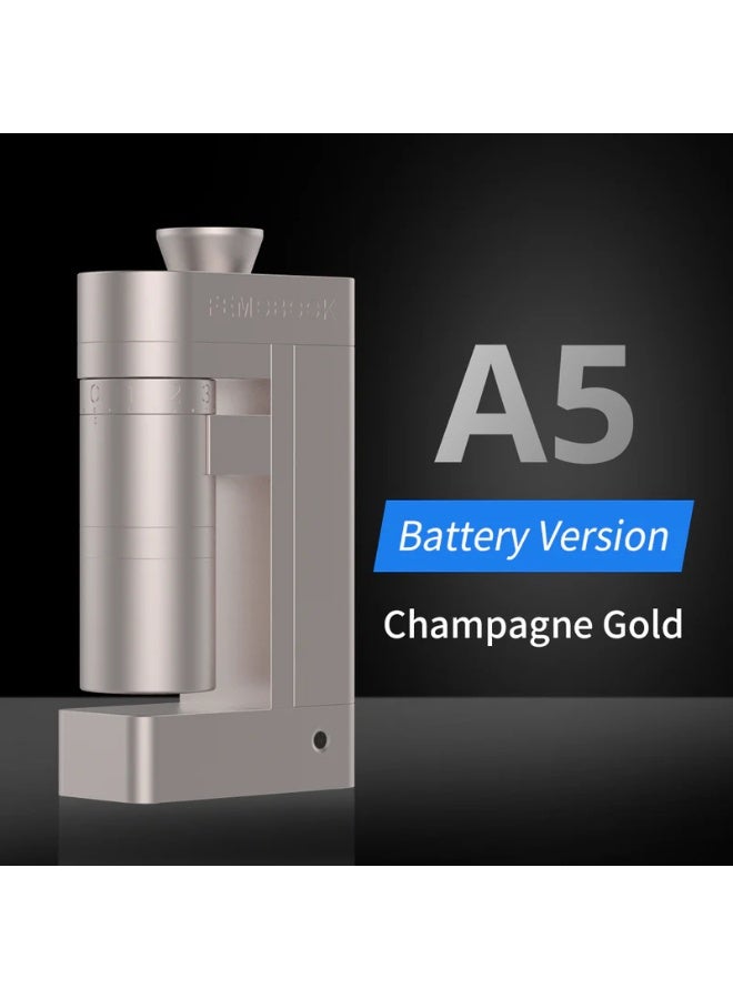 FEMOBOOK-A5 Electric Burr Coffee Grinder, Plug-in Single Dose Espresso Grinder with 53mm Stainless Steel Conical Burr, 300+ Grind Settings, For Espresso & Pour Over, Champagne Gold - Image 1