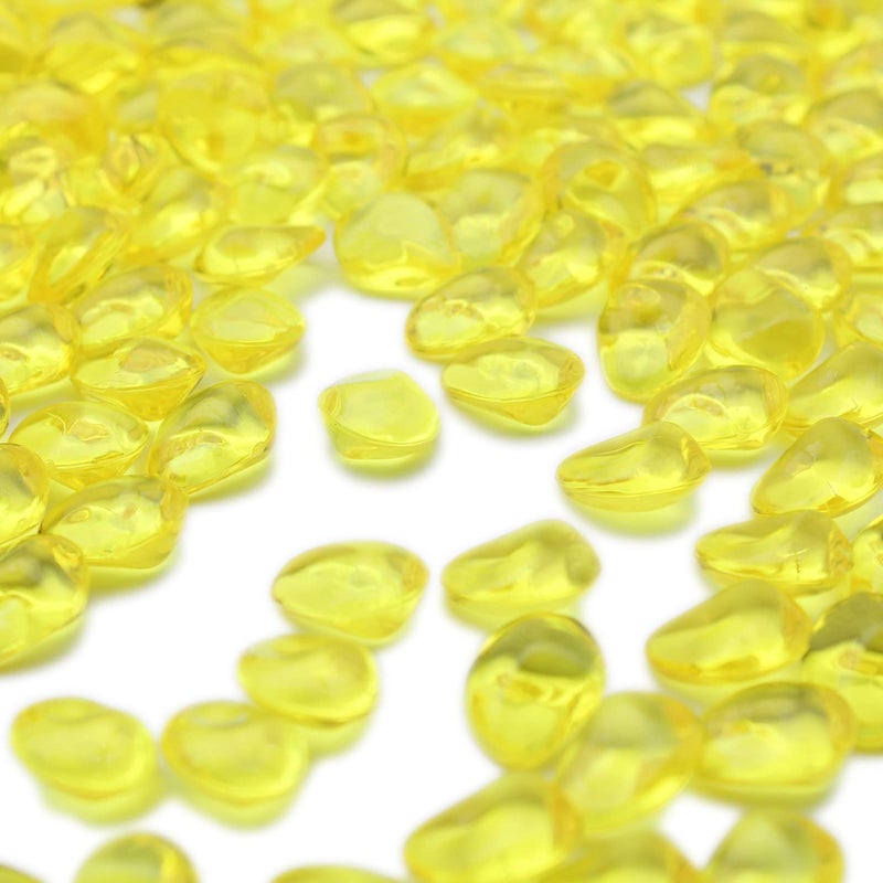 PMLAND 370 PCs 16mm Clear Acrylic Stones Table Scattering Wedding Bridal Baby Shower Party Decorations Vase Fillers Cute Irregular Rocks Almond Shape  Yellow