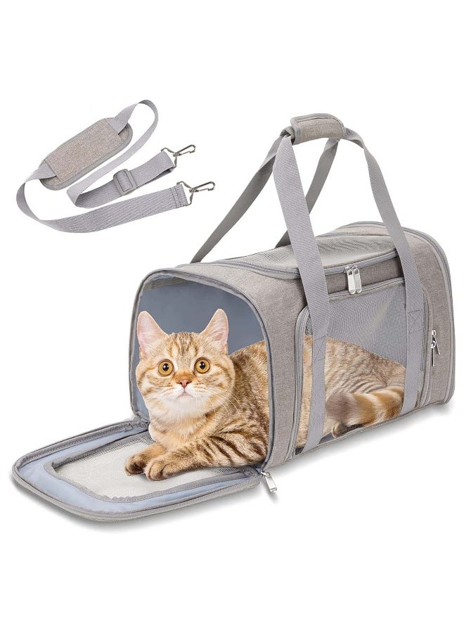 Cat Carrier Pet Dog Collapsible Carriers with Removable Fleece Pad Airline Approved for Soft Sided Travel Medium Puppy and Cats up to 15lbs 45*30*30cm - Image 1