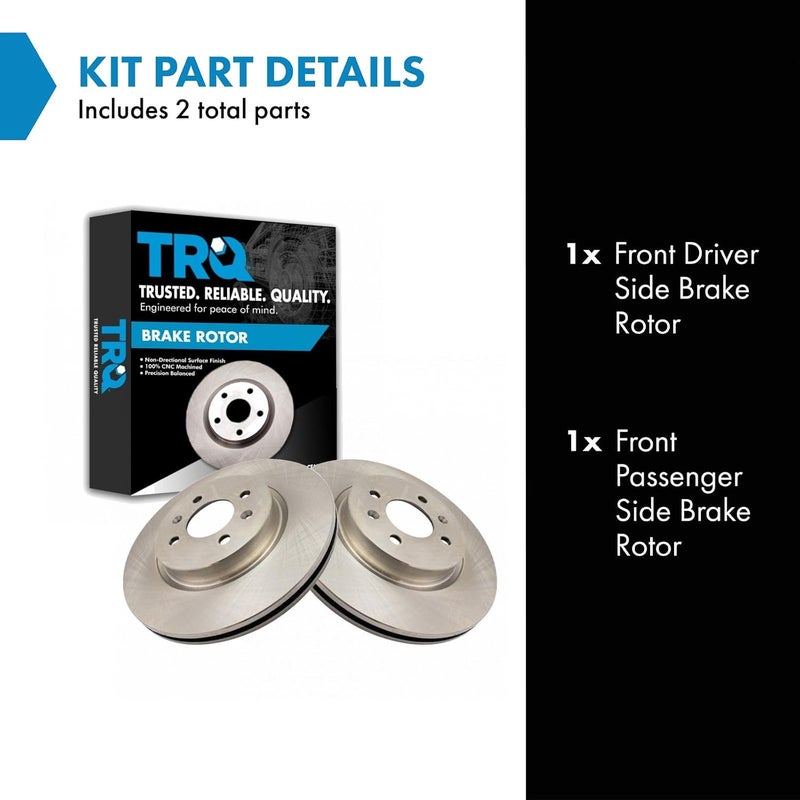 TRQ Front Brake Rotor Set Vented Compatible with 2018-2022 Hyundai Accent 2012-2023 Kia Rio 2012-2017 Rio - Image 2