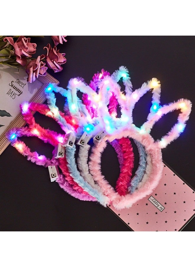 Lengthened 14 Lights Luminous Plush Rabbit Ears Luminous Hairband Luminous Cat Ears Hairband Stall Toys-Color:Luminous 14 Light Short-haired Rabbit Ears - Image 3
