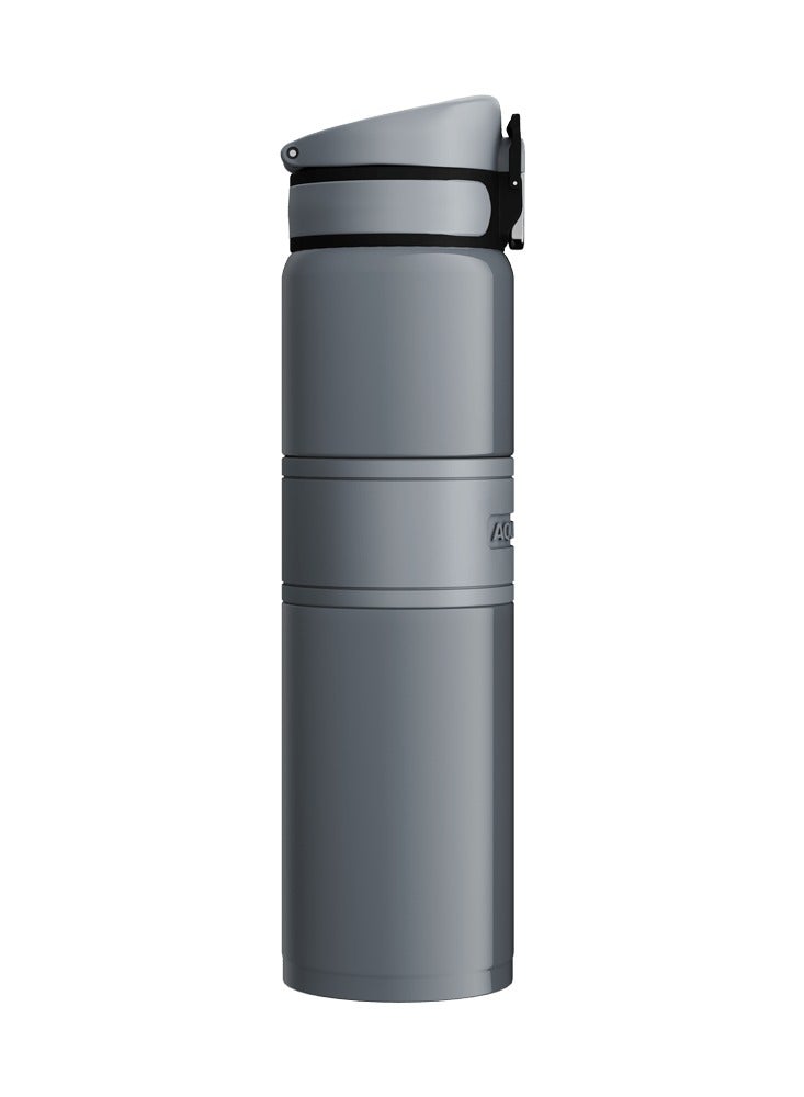 Aquaphor Double Wall Stainless Steel Thermo Bottle, 480ml Insulated Water Bottle, Keeps Drinks Hot or Cold up to 6 Hours, Leak-Proof Lid, Non-Slip Silicone Finish, Durable Travel Flask for Office, Gym & Outdoor Use (Grey) - Image 3