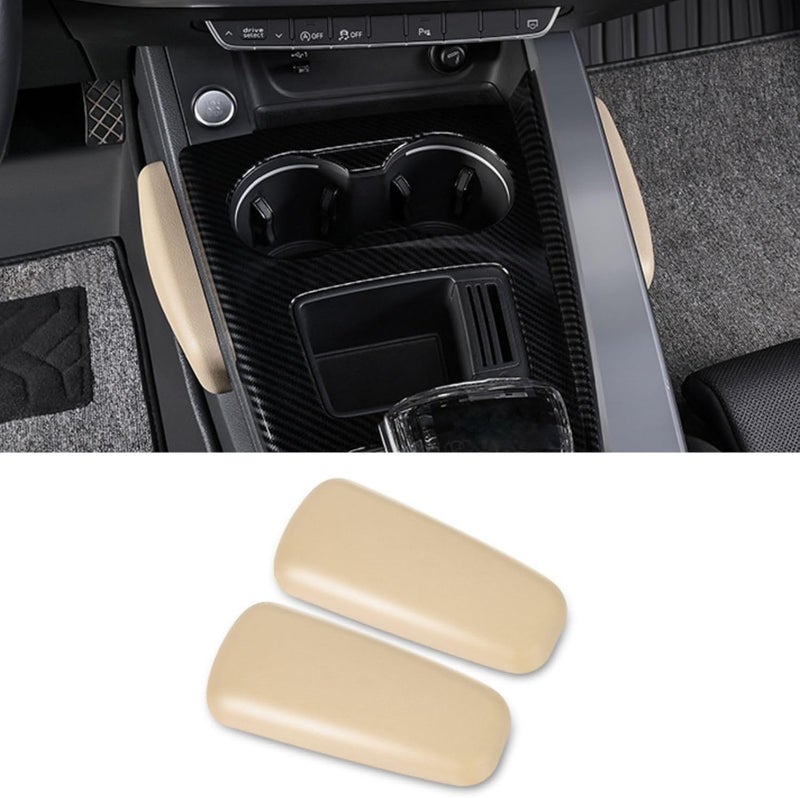 ONISMEZ 2Pack Car Armrest Cushion, Soft Leather Universal Knee Leg Elbow Pad, Center Console Thigh Support Pillow, Comfort Armrest for Car Interior Accessories(Beige) - Image 1
