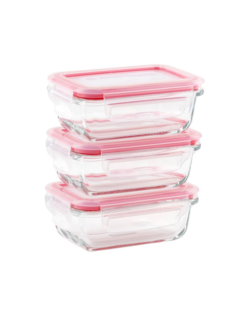 DUBBLIN Lock Me Up Glass Heat Resistant Borosilicate Glass Container Set of 3, 180ml - Rectangular, Clear | Oven, Freezer & Microwave Safe Storage Solution (3 Piece) - Image 4