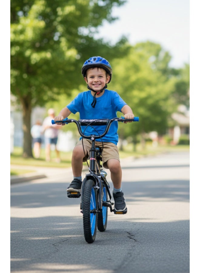 متجر 7 سيكل أطفال مقاس 14 إنش – دراجة هوائية رياضية لون أسود وأزرق مع عجلات مساندة – مناسبة للأولاد والبنات للتعلم واللعب - Image 3