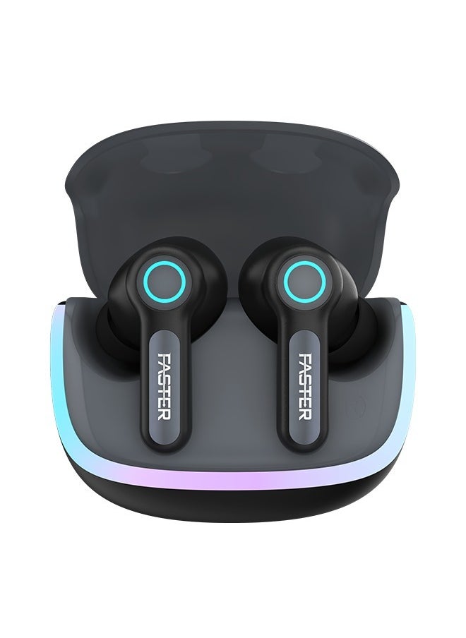 Faster NEONIX FBT 460 Wireless Earbuds, Bluetooth 5.3, ENC/ANC Noise Canceling, Dual Mic, 13mm Bass Driver, 6H Playback, Game Mode, IPX4, Type-C Fast Charging, Auto Pair, Android/iOS, 500mAh Case (Carbon Black)  - Image 1