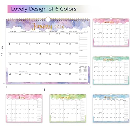 Indeme 2026 Calendar - 2026 Wall Calendar, 15" x 11.5", January 2026 - December 2026, Wall Calendar with Twin-Wire Binding, Large Blocks and Julian Dates, Perfect Organizer for Home & Office - Image 2
