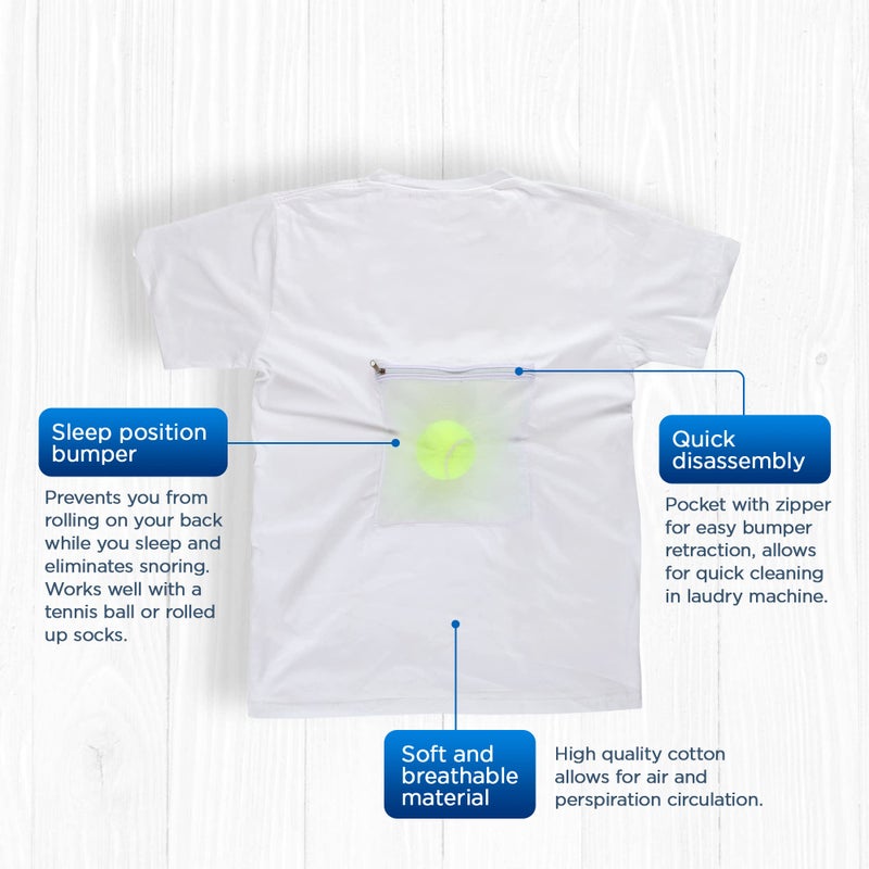 Snoring Solutions Stop Snoring T-Shirt - Snore Stopper - Most Comfortable Snoring Aid. Health Expert Recommended for Back Snorers! Eliminates Snoring by Adjusting Your Sleeping Position. Guide to Snoring Ebook (Large) - Image 2