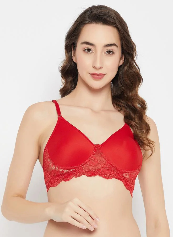 Clovia Non Padded Non Wired Cotton Lace Insert Full Cup Bra by Styli
