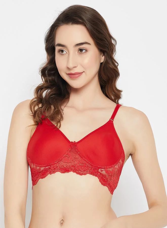 Clovia Non Padded Non Wired Cotton Lace Insert Full Cup Bra by Styli