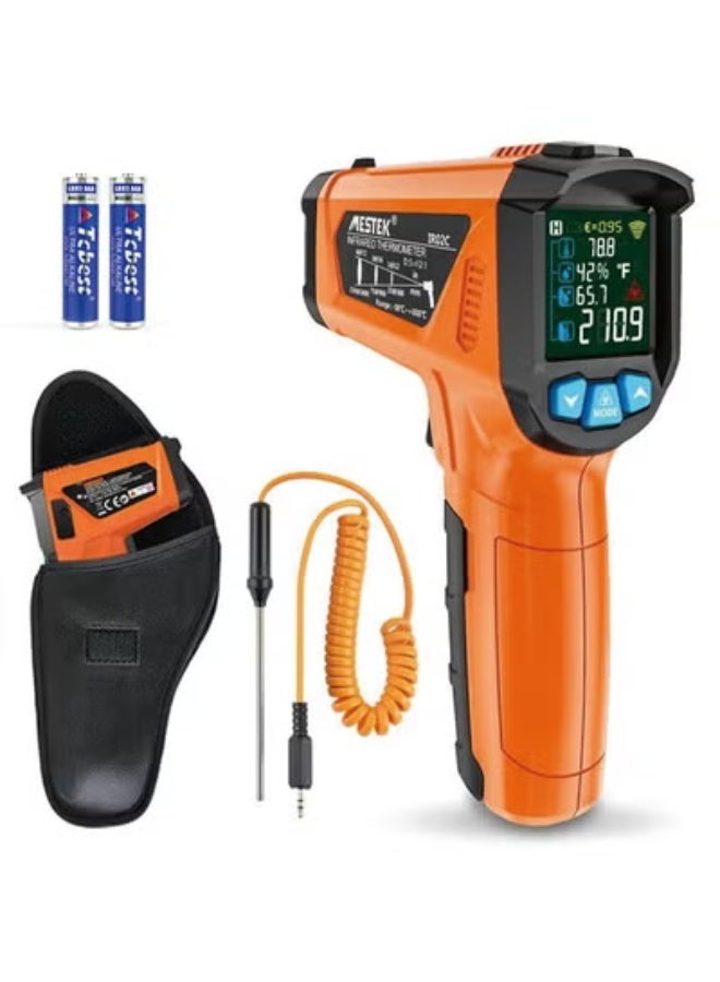MESTEK Infrared Thermometer Gun, Non Contact Digital Laser Thermometer Temperature Gun with Color LCD for Cooking, Home Repairs, Humidity Measurement, Adjustable Emissivity -58°F to 1472°F(-50~800°C) - Image 1