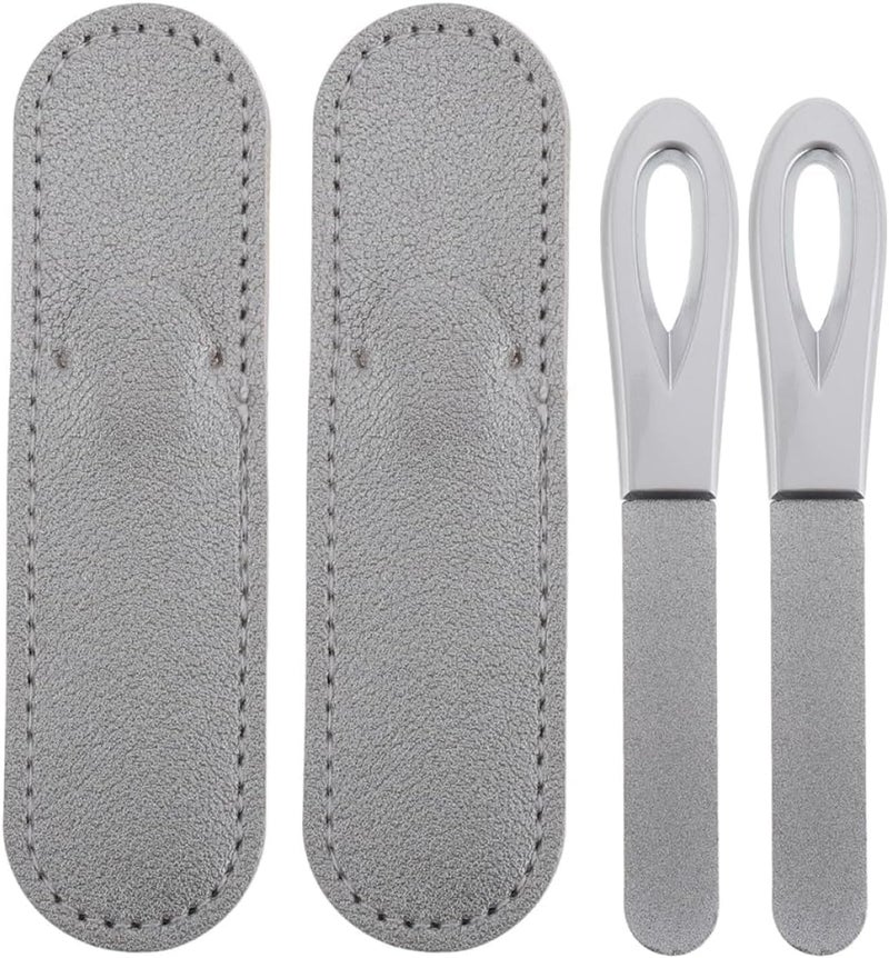 Double Sided Nail File with Anti-Slip Handle and Pu Case 2 Sets Portable Metal Nail Shaper for Thick Toenails for Travel and Home Use - Image 1
