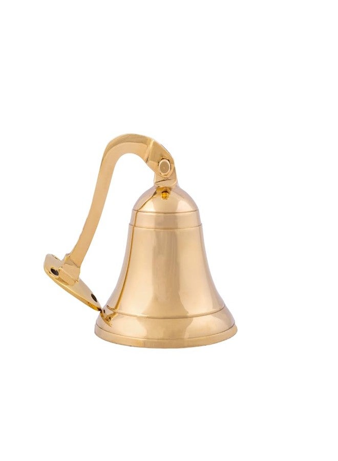 GLOBEDECOR Gold Brass Wall Mount Bell with Chain Ringer, 5" x 3.5" x 5" – Vintage Nautical Doorbell for Home, Garden, Patio - Image 3