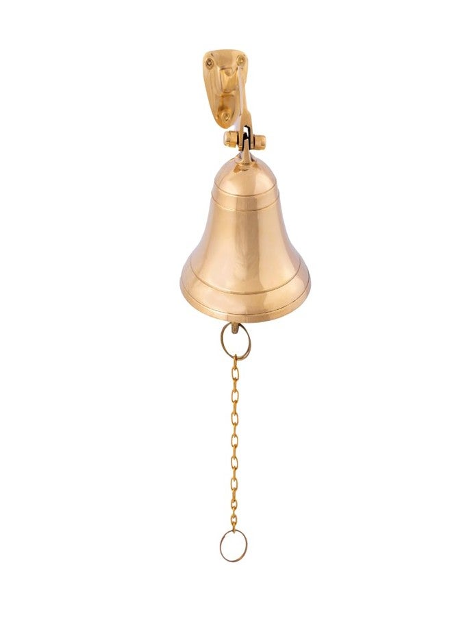 GLOBEDECOR Gold Brass Wall Mount Bell with Chain Ringer, 5" x 3.5" x 5" – Vintage Nautical Doorbell for Home, Garden, Patio - Image 4
