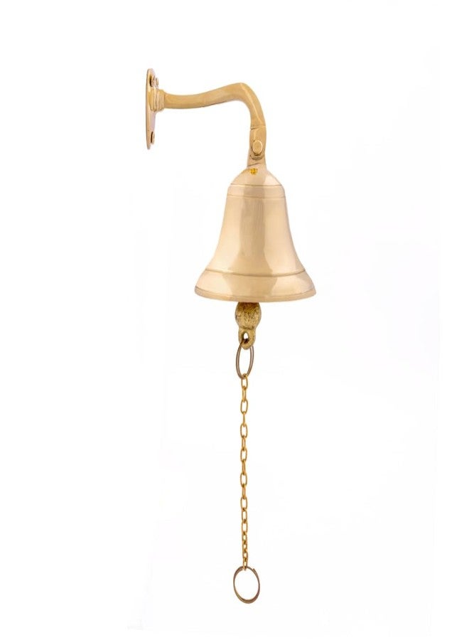 GLOBEDECOR Gold Brass Wall Mount Bell with Chain Ringer, 5" x 3.5" x 5" – Vintage Nautical Doorbell for Home, Garden, Patio - Image 1