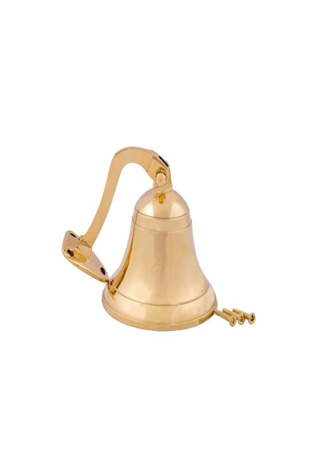 GLOBEDECOR Gold Brass Wall Mount Bell with Chain Ringer, 5" x 3.5" x 5" – Vintage Nautical Doorbell for Home, Garden, Patio - Image 2