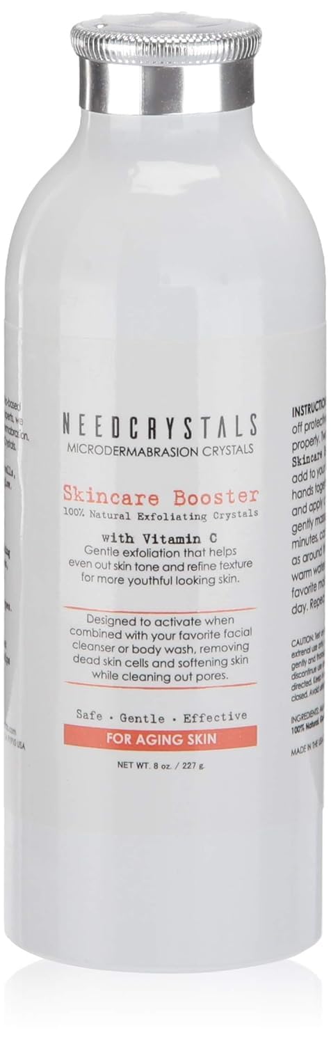 NeedCrystals Microdermabrasion Crystals DIY Face Scrub with Vitamin C Natural Facial Exfoliator for Dull or Dry Skin Improves Wrinkles AntiAging Skin Texture  Brightening 8 oz
