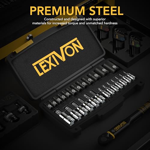 LEXIVON Master Torx Bit and Socket Set Premium S2 Alloy CrV Steel 25Piece Bit Socket T8T60 ETorx E4E22 HeavyDuty Storage Case LX148 - Image 3