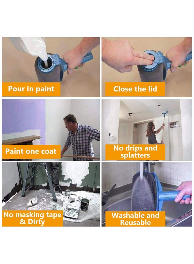 general Multi-Purpose Paint Roller Kit 6PCS - Long Handle Roller Angle Brush & Tray for Wall Ceiling Furniture Painting - Image 4