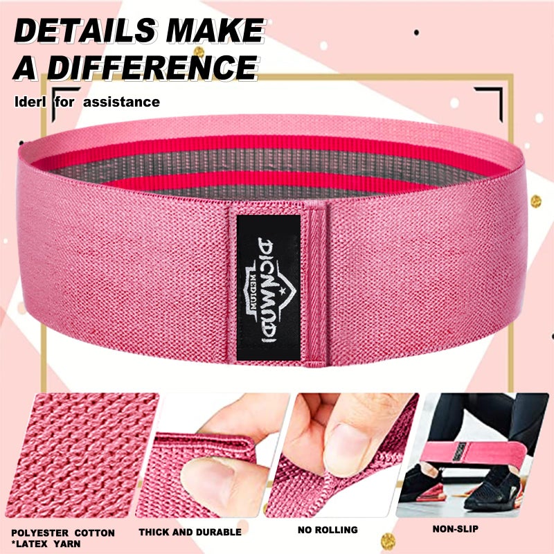 DICYWUDI Fabric Resistance Bands for Working Out, 3Pack or 6Pack Non-Slip Exercise Bands for Women and Men, Fabric Booty Bands for Home, Exercise Fitness, Pilates, Stretching - Image 2