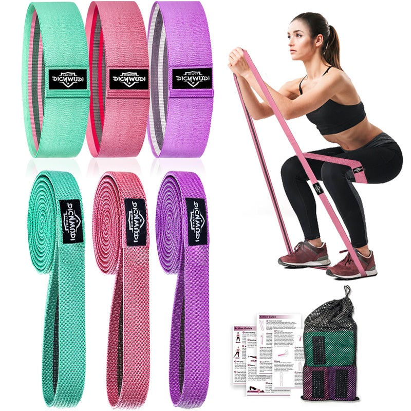 DICYWUDI Fabric Resistance Bands for Working Out, 3Pack or 6Pack Non-Slip Exercise Bands for Women and Men, Fabric Booty Bands for Home, Exercise Fitness, Pilates, Stretching - Image 1