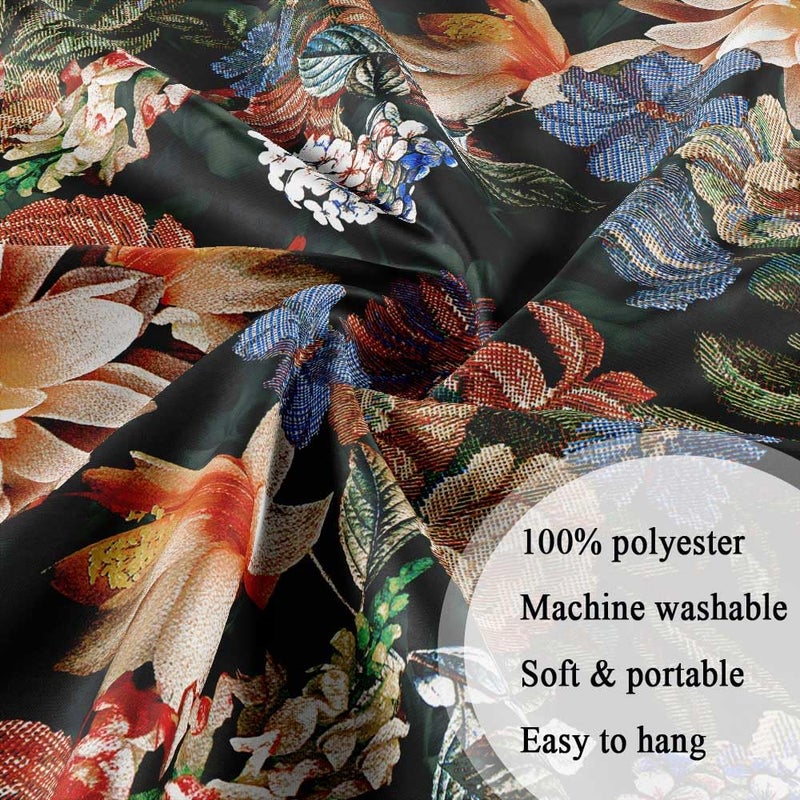 Drgilau Floral Shower Curtain  Vintage Floral Shower Curtain Set Blue Flower Plants Bathroom Curtain  Boho Floral Shower Curtain Set with Hooks for Bathroom Decor 72X72 Inch - Image 3