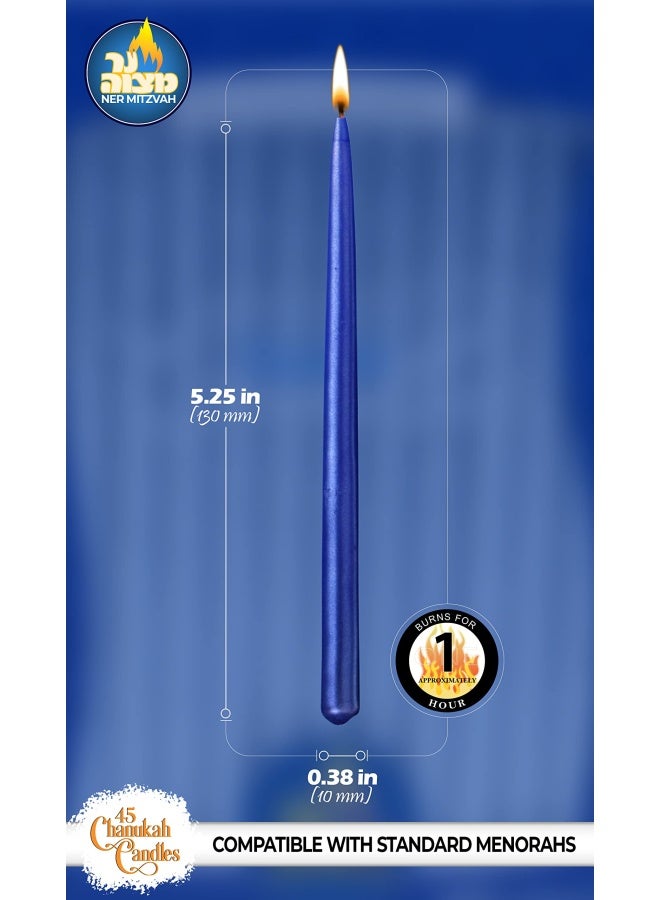 Ner Mitzvah Hanukkah Candles - Metallic Blue and Silver Dripless Chanukah Candle - Premium Quality Wax - 45pk. for All 8 Nights of Hanukkah - Image 3
