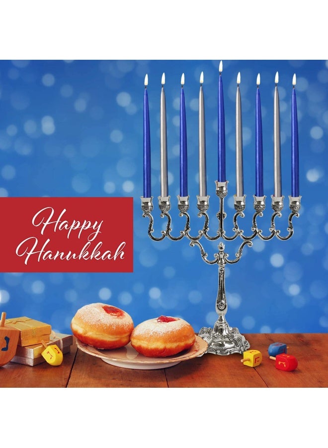 Ner Mitzvah Hanukkah Candles - Metallic Blue and Silver Dripless Chanukah Candle - Premium Quality Wax - 45pk. for All 8 Nights of Hanukkah - Image 4