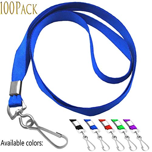 Beebel Blue Lanyards 100 Pcs Lanyard for Id Badges Flat Lanyard with Badge Clip with J-Hook - Image 3