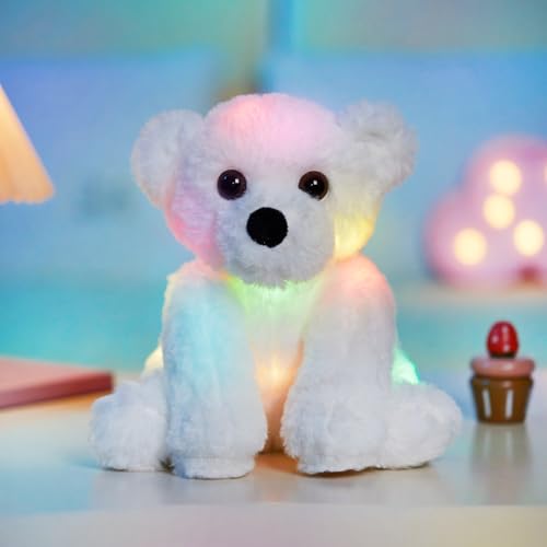 BSTAOFY Glow Polar Bear Light up Stuffed Animal LED Night Light Bear Soft Plush Toy Adorable Birthday Mother's Children's Day Valentines for Toddler Kids, White, 9.5'' - Image 3