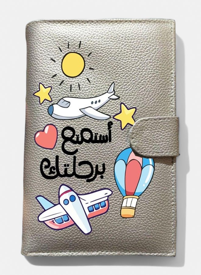محفظة نسائية جلدية فضية مع اقتباسات تحفيزية باللغة العربية - Image 1