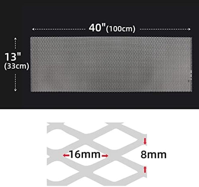 AggAuto 40"x13" Car Grill Mesh - Black Aluminum Alloy Rhombic Hole Bumper Grille Insert, Universal Fit - Image 4