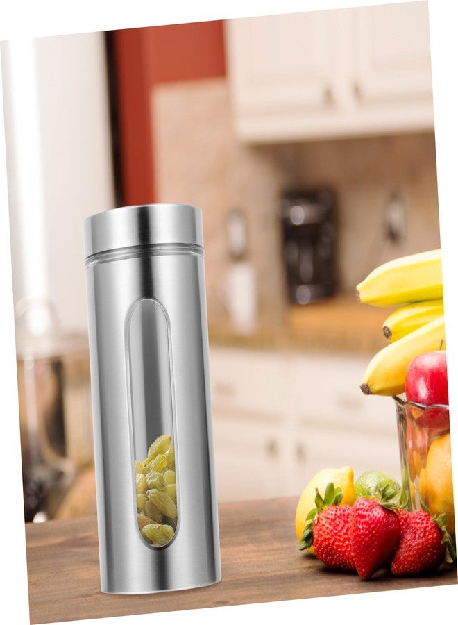 Amosfun Stainless Steel Kitchen Storage Tank 8.85X3.89X3.89In Airtight Food Canister with Transparent Window for Coffee Tea Sugar Dry Goods Organization - Image 5