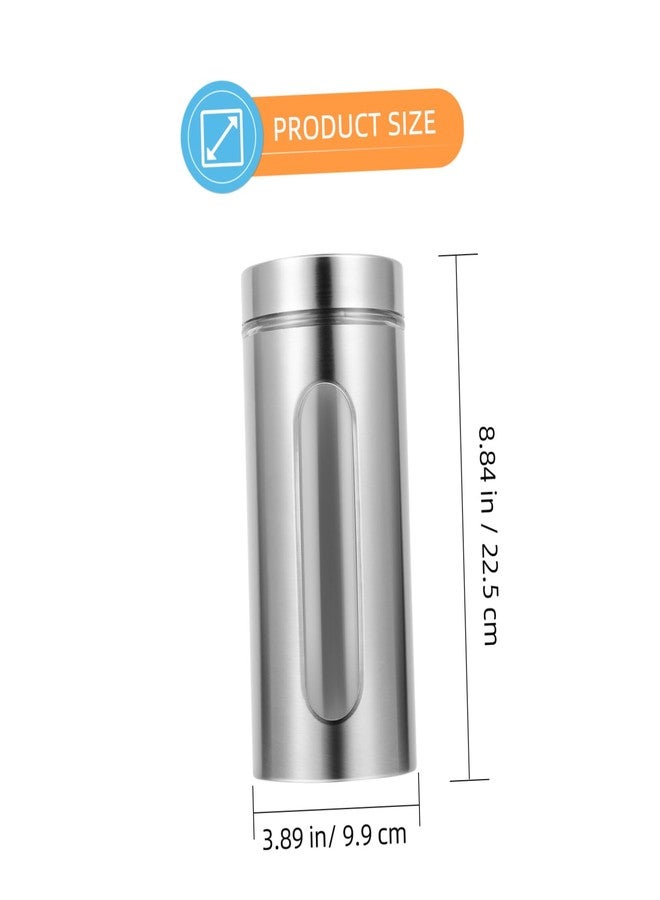 Amosfun Stainless Steel Kitchen Storage Tank 8.85X3.89X3.89In Airtight Food Canister with Transparent Window for Coffee Tea Sugar Dry Goods Organization - Image 2