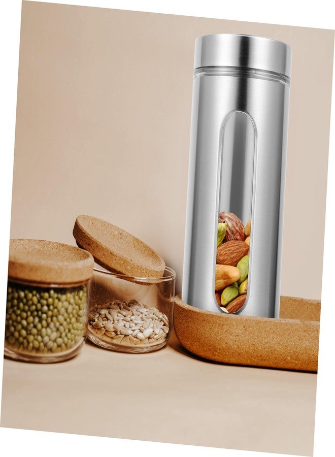 Amosfun Stainless Steel Kitchen Storage Tank 8.85X3.89X3.89In Airtight Food Canister with Transparent Window for Coffee Tea Sugar Dry Goods Organization - Image 4