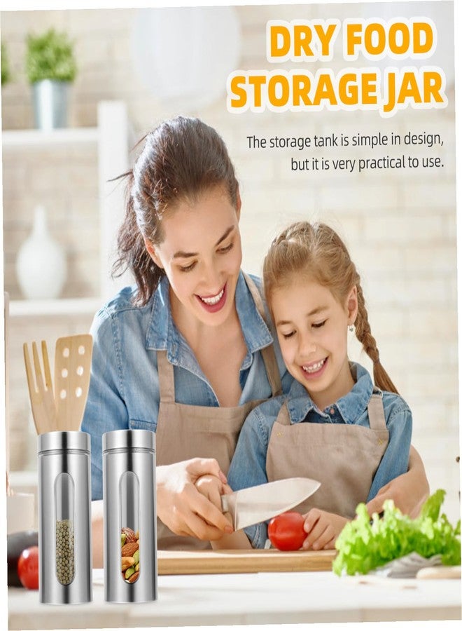 Amosfun Stainless Steel Kitchen Storage Tank 8.85X3.89X3.89In Airtight Food Canister with Transparent Window for Coffee Tea Sugar Dry Goods Organization - Image 3