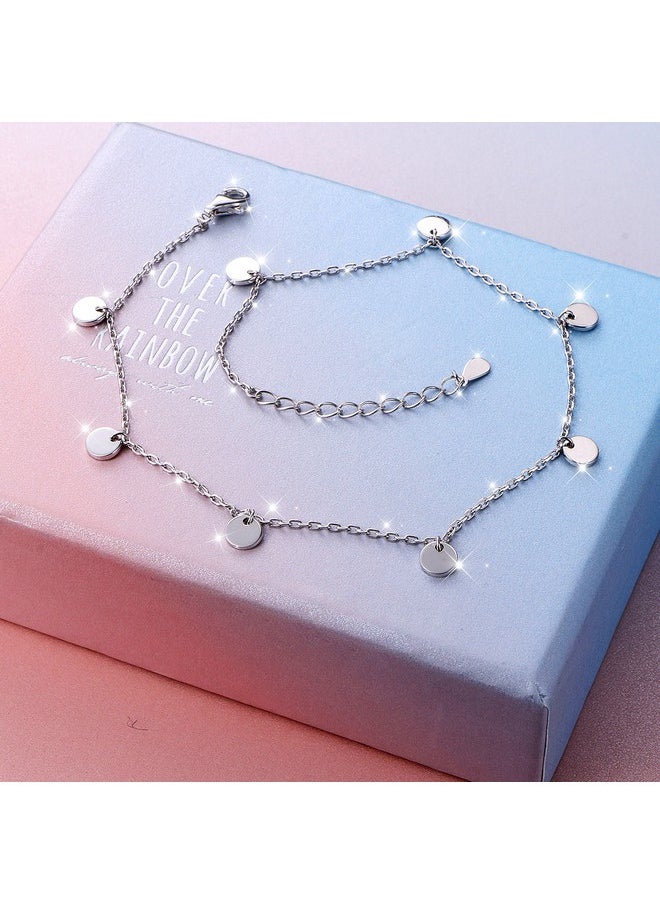 DAOCHONG Dot Slice Anklet For Women S925 Sterling Silver Adjustable Beach Style Foot Ankle Bracelet Jewelry 11 Inches  - Image 5