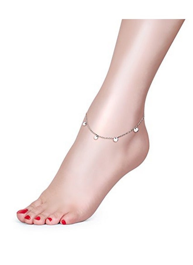 DAOCHONG Dot Slice Anklet For Women S925 Sterling Silver Adjustable Beach Style Foot Ankle Bracelet Jewelry 11 Inches  - Image 2