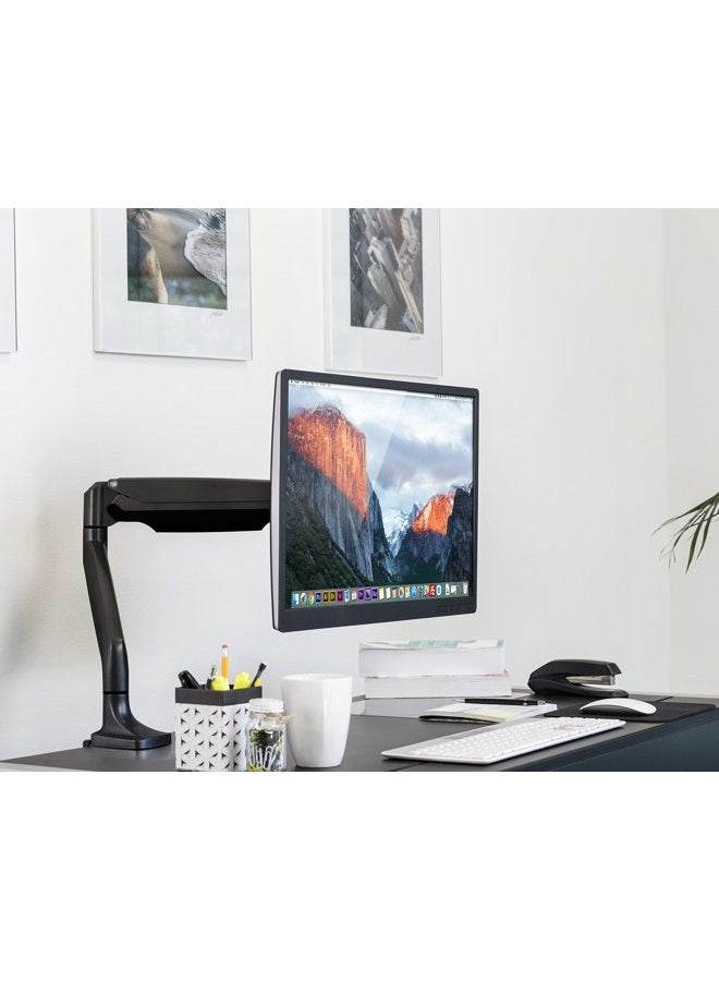 Mount-It! Single Monitor Arm Desk Mount | Gas Spring Monitor Arm | Full Motion Articulating Height Adjustable | Fits 21 22 23 24 27 30 32 Inch VESA Compatible Computer Screen | Clamp and Grommet Base - Image 2
