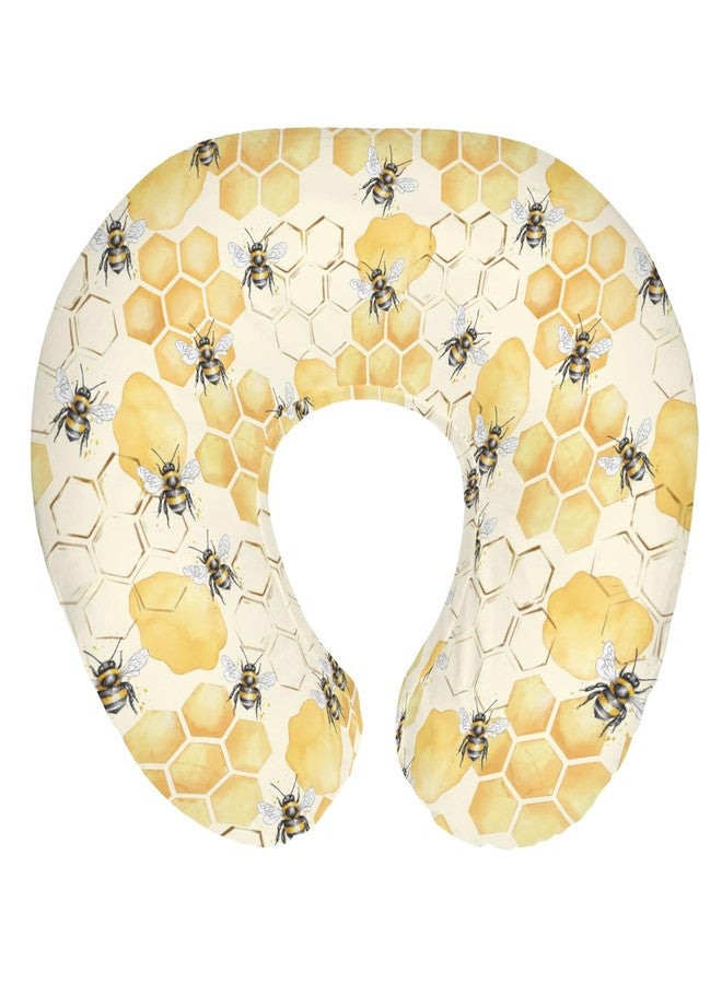 ZoUbqchY Honeycomb Bees Baby Nursing Pillow Covers for Boy Girl Yellow Bee Honey Nursing Pillow Slipcovers for Breastfeeding Pillows Spring Summer Soft Stretchy Removable Covers for Newborn Infant - Image 1