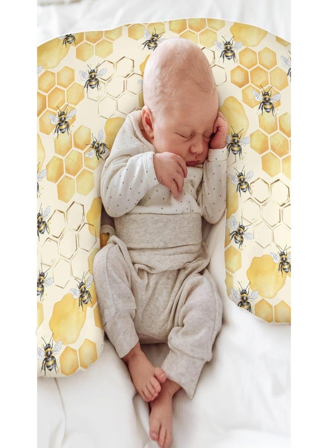 ZoUbqchY Honeycomb Bees Baby Nursing Pillow Covers for Boy Girl Yellow Bee Honey Nursing Pillow Slipcovers for Breastfeeding Pillows Spring Summer Soft Stretchy Removable Covers for Newborn Infant - Image 4
