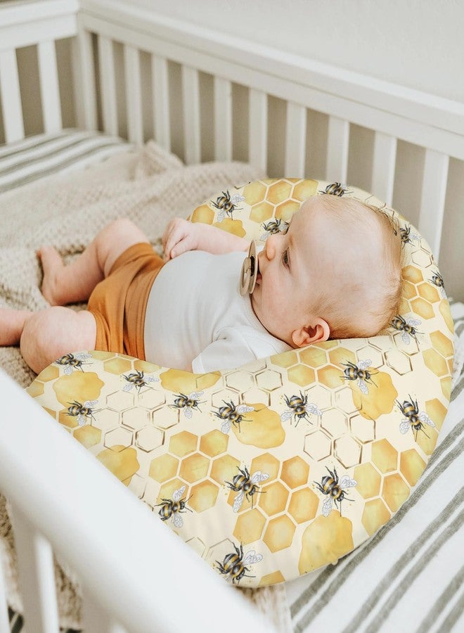 ZoUbqchY Honeycomb Bees Baby Nursing Pillow Covers for Boy Girl Yellow Bee Honey Nursing Pillow Slipcovers for Breastfeeding Pillows Spring Summer Soft Stretchy Removable Covers for Newborn Infant - Image 5