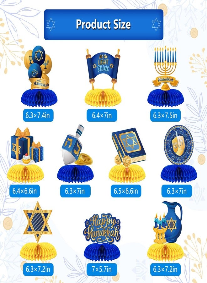 WEEPA 10 Pcs Happy Hanukkah Table Decorations Hanukkah Table Centerpiece Winter Snow Day Party Honeycomb Centerpiece - Image 3
