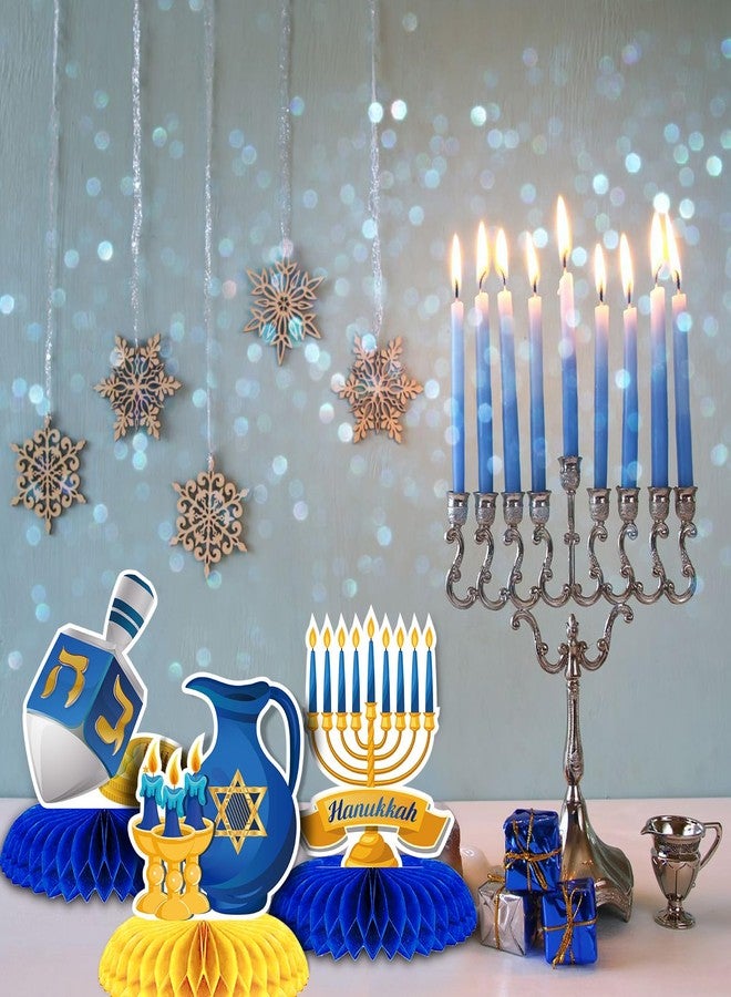 WEEPA 10 Pcs Happy Hanukkah Table Decorations Hanukkah Table Centerpiece Winter Snow Day Party Honeycomb Centerpiece - Image 2