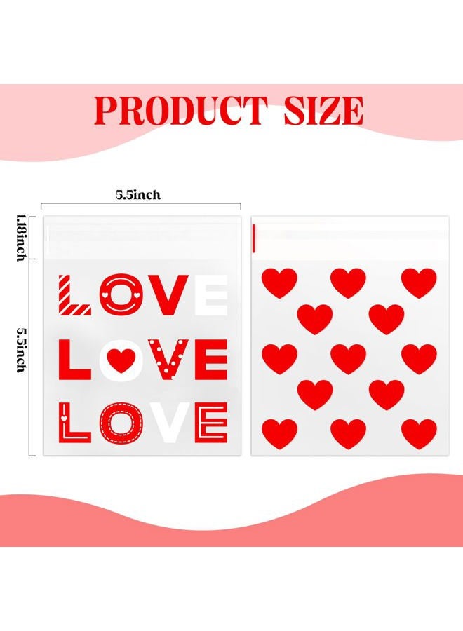 CUDICY 200pcs Cellophane Bags 5.5x5.5 Self Sealing Cookie Bags for Packaging White Cellophane Treat Bags for Gift Giving Packaging Valentines Birthday Party Favor Candy Goodie Homemade Bakery (Valentine) - Image 3