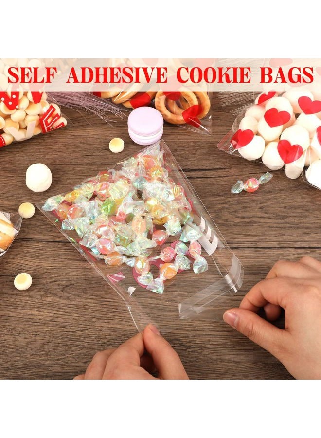 CUDICY 200pcs Cellophane Bags 5.5x5.5 Self Sealing Cookie Bags for Packaging White Cellophane Treat Bags for Gift Giving Packaging Valentines Birthday Party Favor Candy Goodie Homemade Bakery (Valentine) - Image 2
