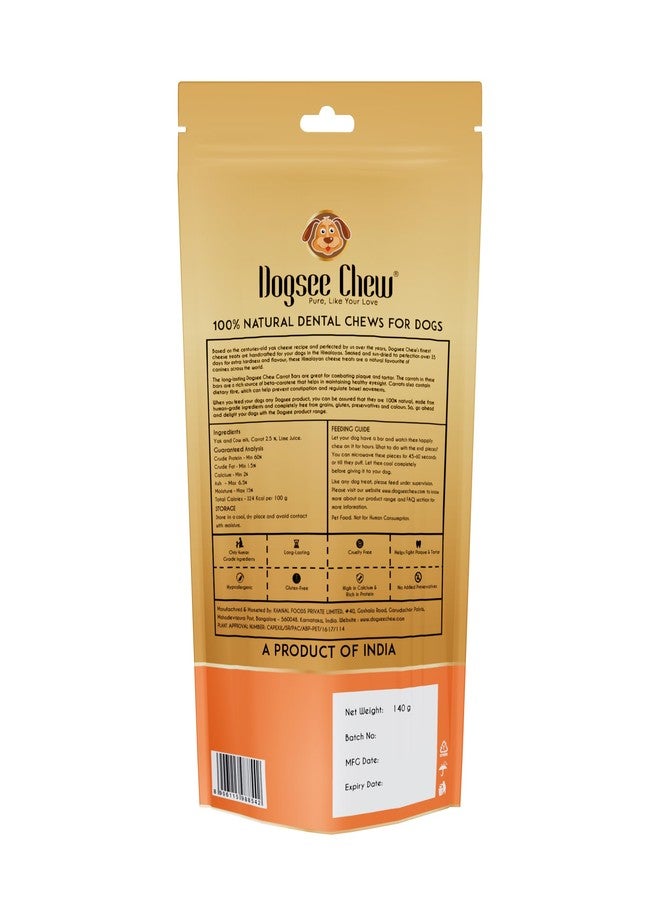 Dogsee Carrot Flavor Himalayan Yak Cheese Dental Chews for Dogs 140g (Medium - 2 Chews)|for Better Gut Health|No Grain, No Gluten|Odorless Dog Treats, All Age Groups, Stick - Image 2
