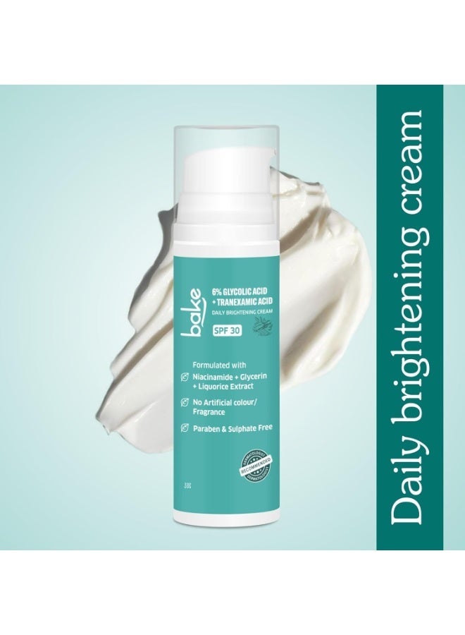BAKE 6% Glycolic Acid Cream with Niacinamide for Pigmentation, Dark Spots & Tan Removal | Daily Brightening Cream | Improves Uneven Skin Tone & Reduces Sun Damage | For Men & Women | 30g - Image 2