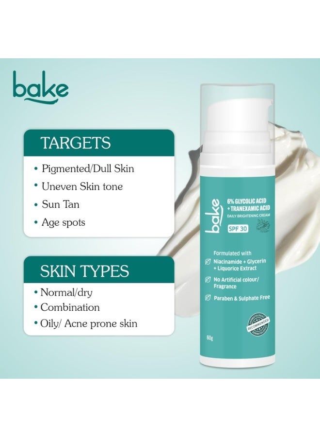 BAKE 6% Glycolic Acid Cream with Niacinamide for Pigmentation, Dark Spots & Tan Removal | Daily Brightening Cream | Improves Uneven Skin Tone & Reduces Sun Damage | For Men & Women | 30g - Image 5
